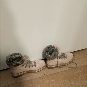 Sam Edelman Beige Ankle Boots with Knit Cuff